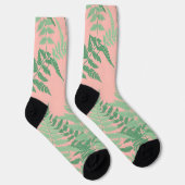 Chaussette Fougère feuille rose carmin botanique vert sauge M (Droite)