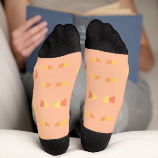 Chaussette Four Corners Peach Yellow Tiled Pattern (Fond)