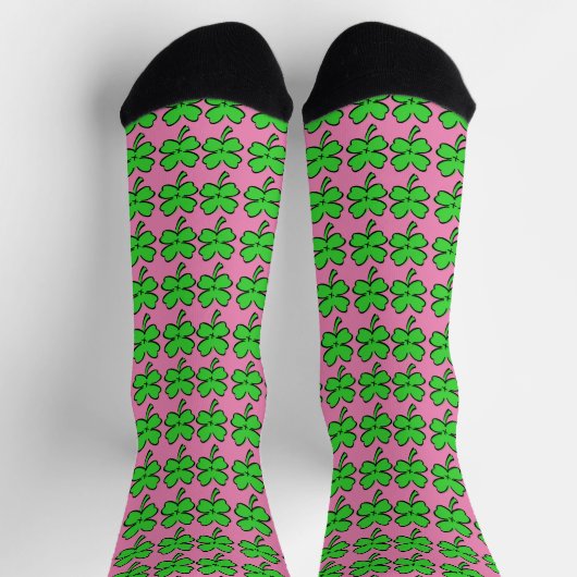 Chaussette Four Leaf Clovers St. Patrick's Day Lucky Pink (Haut)
