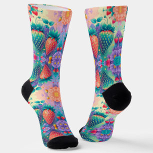 Chaussette Fraise colorée