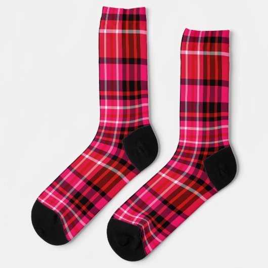 Chaussette Fraise Plaid Rouge rose et blanc (Gauche)