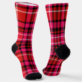 Chaussette Fraise Plaid Rouge rose et blanc (Angulaire)