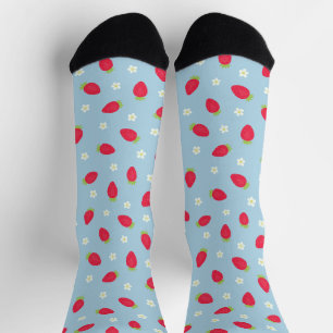 Chaussette Fraises d'été (grande échelle) Bleu
