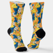 Chaussette Fraises jaunes sur orange (Angulaire)