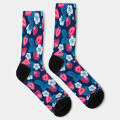 Chaussette Fraises roses sur fond bleu (Droite)