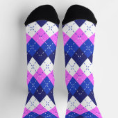 Chaussette Framboise Bleue, Argyle Rose et Blanc (Haut)