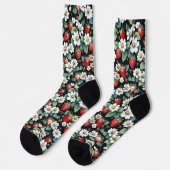 Chaussette Framboises Rouges Et Fleurs Blanches Berry Patch (Gauche)