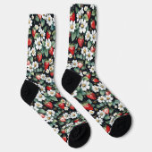 Chaussette Framboises Rouges Et Fleurs Blanches Berry Patch (Droite)