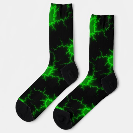 Chaussette Frappes de foudre verte Alien en Pitch noir (Gauche)