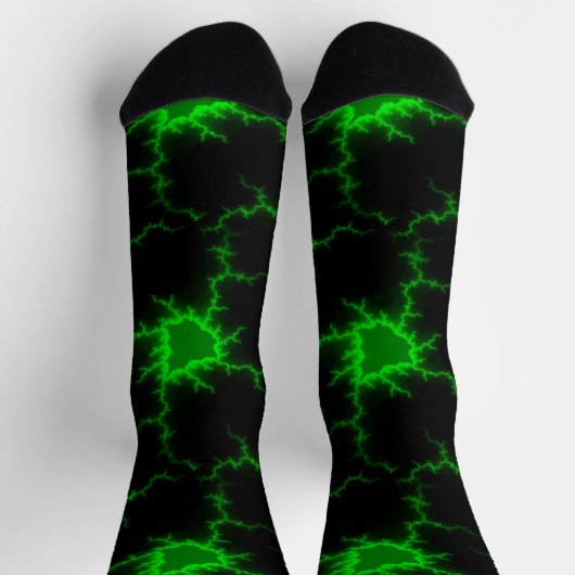 Chaussette Frappes de foudre verte Alien en Pitch noir (Haut)