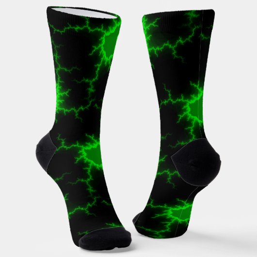Chaussette Frappes de foudre verte Alien en Pitch noir (Angulaire)