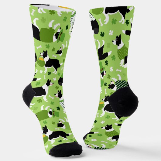 Chaussette Frontale de la Saint Patrick Collie Motif (Angulaire)