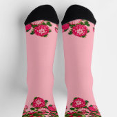 Chaussette Frontière des fleurs japonaises, Fuchsia et Coral  (Haut)