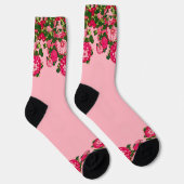 Chaussette Frontière des fleurs japonaises, Fuchsia et Coral  (Droite)