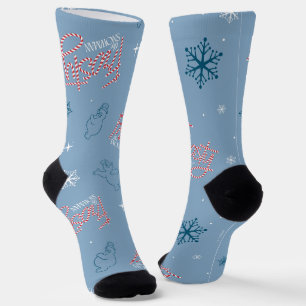 Chaussette Frosty Snowman Blue Snowflake Motif