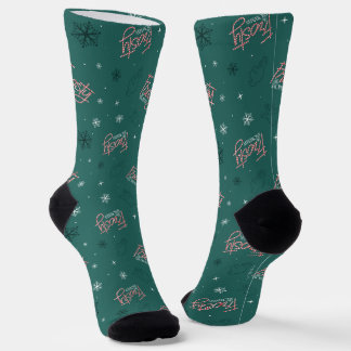 Chaussette Frosty Snowman Green Snowflake Motif