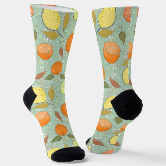 Chaussette Fruit motif aux citrons, oranges (Angulaire)