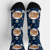 Chaussette Fun Cat Photo Marine Blue Tropical Hawaiian (Haut)
