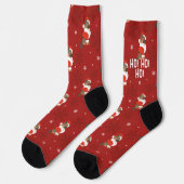 Chaussette Fun Chien Santa Claus Motif Rouge Noël (Gauche)