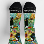 Chaussette Fun Custom Tropical Floral avec Toucans (Haut)