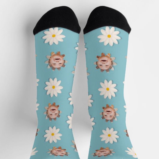 Chaussette Fun Daisy Imprimer Chaussettes Image Personnalisée (Haut)