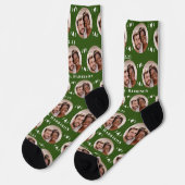 Chaussette Fun Forest Green Newlyweds Photo Motif (Gauche)