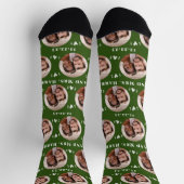 Chaussette Fun Forest Green Newlyweds Photo Motif (Haut)