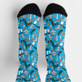 Chaussette Fun Fungi Motif de fougère de fourrage Bleu (Haut)