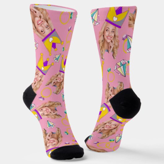 Chaussette Fun & Funny Rose Princesse Chaussettes Face (Angulaire)