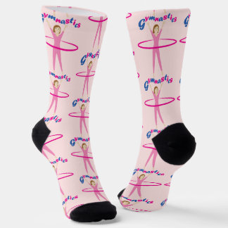 Chaussette Fun Gymnastics text Pink hula hoop girl