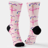 Chaussette Fun Gymnastics text Pink hula hoop girl Monogram (Angulaire)