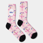 Chaussette Fun Gymnastics text Pink hula hoop girl Monogram (Droite)