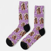 Chaussette Fun Lavender Newlyweds Motif photo (Gauche)