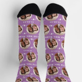Chaussette Fun Lavender Newlyweds Motif photo (Haut)