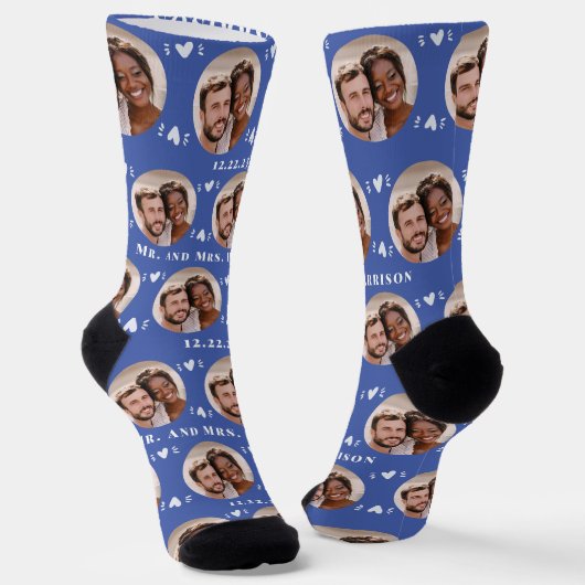 Chaussette Fun Medium Blue Newlyweds Motif photo (Angulaire)