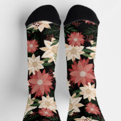 Chaussette Fun moderne Festif Noël Poinsettia Fête (Haut)