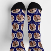 Chaussette Fun Navy Blue Newlyweds Photo Motif (Haut)