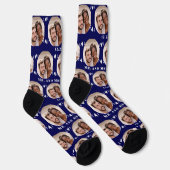 Chaussette Fun Navy Blue Newlyweds Photo Motif (Droite)