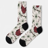 Chaussette Fun Noël cardinal rouge animal (Gauche)
