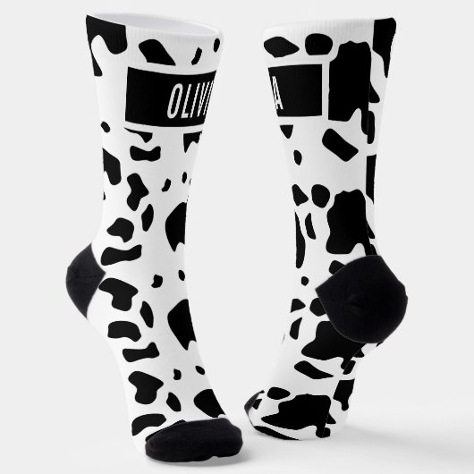 Chaussette Fun Nom personnalisé Holstein Cow Poster de animal (Angulaire)