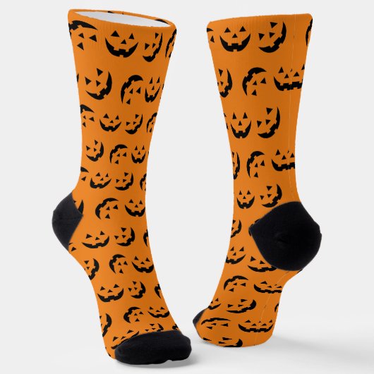 Chaussette Fun orange Jack-o'-lantern visage citrouille Hallo (Angulaire)