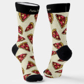 Chaussette Fun Pizza Slices Imprimer avec nom personnalisé Ch (Angulaire)