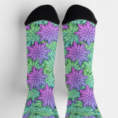Chaussette Fun Purple et Fleurs vertes (Haut)