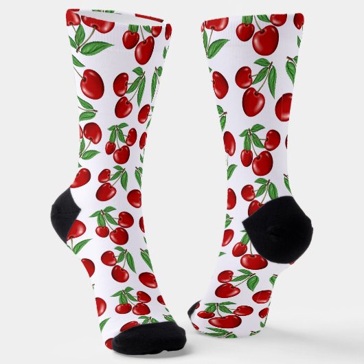 Chaussette Fun Red Cherries Fruit Print (Angulaire)