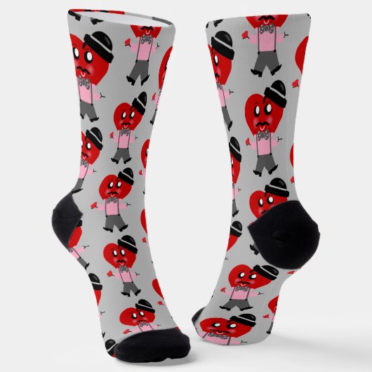 Chaussette Fun Red Heart Hommes Valentines Crew Chaussettes (Angulaire)