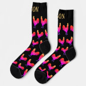 Chaussette Fun Red Rooster Socks with Custom Name (Gauche)