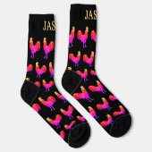 Chaussette Fun Red Rooster Socks with Custom Name (Droite)