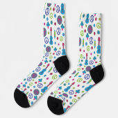 Chaussette Fun Retro 70's Peace Love & Music Colorful (Gauche)
