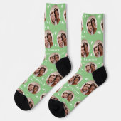 Chaussette Fun Sage Green Newlyweets Photo Motif Mariage (Gauche)