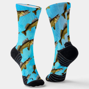 Chaussette Fun Walleye Pike Poisson et Chaussettes à Eau Bleu